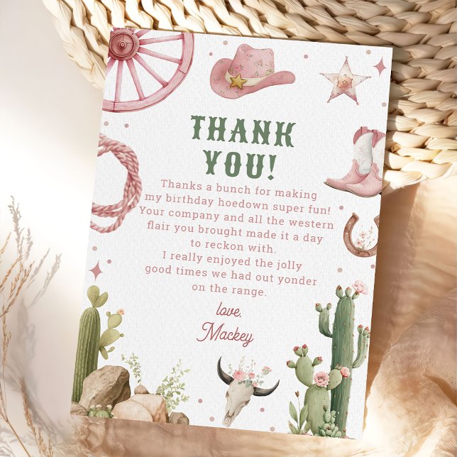 Tarjeta De Agradecimiento Western Rodeo Cowgirl Birthday (Subido por el creador)
