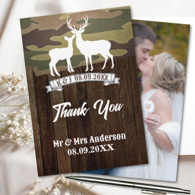 Tarjeta De Agradecimiento Western The Hunt Se Ha Terminado La Foto Boda (Western The Hunt Is Over Wedding Photo Thank You Card)