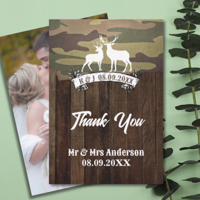 Tarjeta De Agradecimiento Western The Hunt Se Ha Terminado La Foto Boda (Western The Hunt Is Over Wedding Photo Thank You Card)