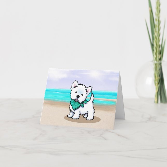 Tarjeta De Agradecimiento Westie Cutieface Beach Note Card (Anverso)