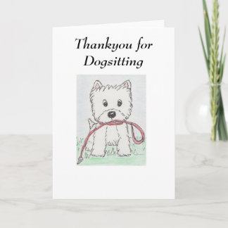 Tarjeta De Agradecimiento Westie gracias para Dogsitting