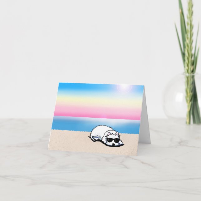 Tarjeta De Agradecimiento Westie Terrier Beach Note Card (Anverso)