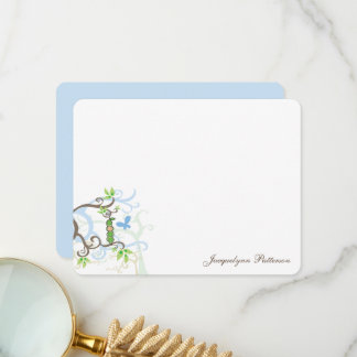 Tarjeta De Agradecimiento Whimsical Blue Pea en Pod Garden Baby Boy Shower