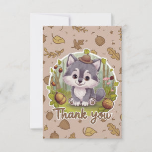 Tarjeta De Agradecimiento Whimsical Bonito Wolf