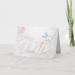 Tarjeta De Agradecimiento Whimsical Butterflies and Lace gracias