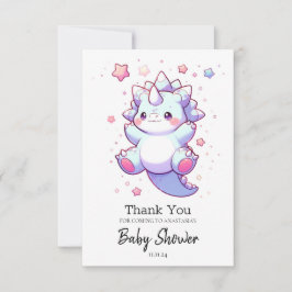 Tarjeta De Agradecimiento Whimsical Cute Dinosaur Baby Shower