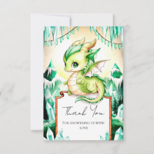 Tarjeta De Agradecimiento Whimsical Cute Dragon Baby Shower