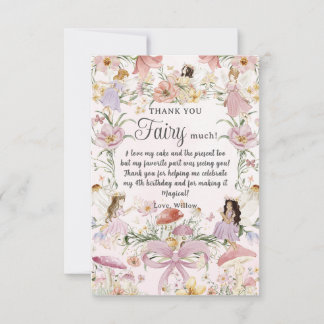 Tarjeta De Agradecimiento Whimsical Cute Fairies Birday Wildflower Garden