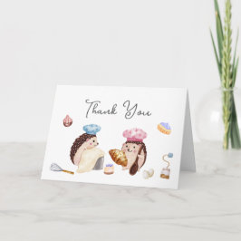 Tarjeta De Agradecimiento Whimsical Cute Hedgehog Chef Baker Baby Shower 