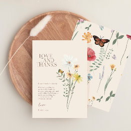 Tarjeta De Agradecimiento Whimsical Daisy Yellow Wildflower Amor Y Gracias