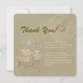 Tarjeta De Agradecimiento Whimsical Dandelion Baby Shower card