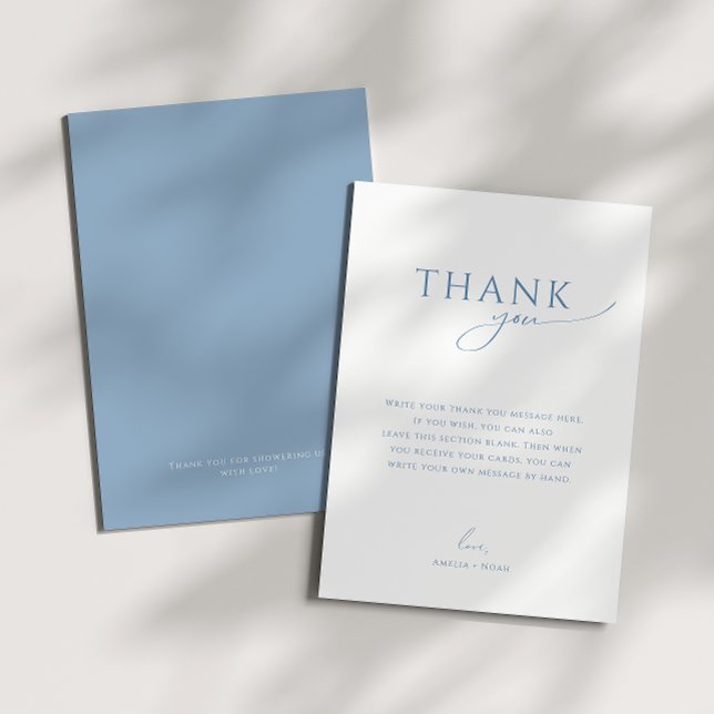 Tarjeta De Agradecimiento Whimsical Dusty Blue Flat Vertical Baby Shower (Subido por el creador)