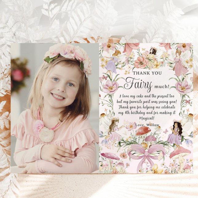 Tarjeta De Agradecimiento Whimsical Fairies Flower Garden Picture (Subido por el creador)