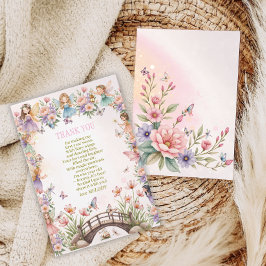 Tarjeta De Agradecimiento Whimsical fairy garden 1st birthday 