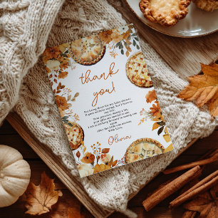 Tarjeta De Agradecimiento Whimsical Fall Floral Little Cutie Pie Baby Shower