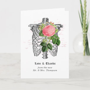 Tarjeta De Agradecimiento Whimsical Floral Skeleton Boda Gótico Gracias