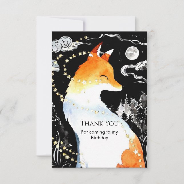 Tarjeta De Agradecimiento Whimsical Fun Fox Birday (Anverso)
