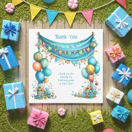 Tarjeta De Agradecimiento Whimsical Fun Teal Birthday 