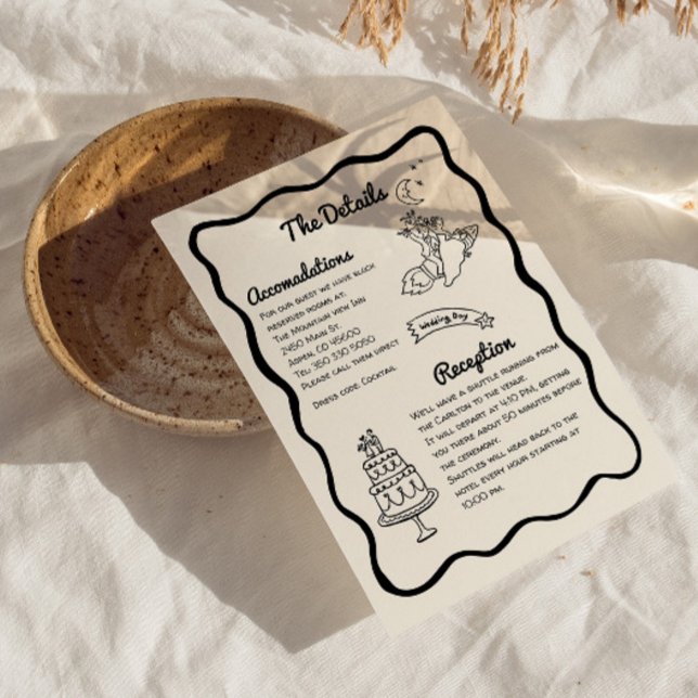 Tarjeta De Agradecimiento Whimsical fun Wedding Details Enclosure Card (whimsical wedding detail card)