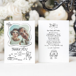 Tarjeta De Agradecimiento Whimsical Funky Hand Drawn Wedding Photo