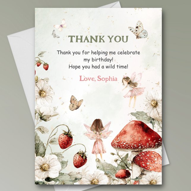 Tarjeta De Agradecimiento whimsical garden fairies birthday  (Subido por el creador)