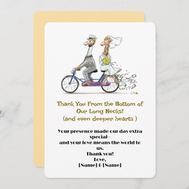 Tarjeta De Agradecimiento Whimsical Giraffe Boda (Anverso / Reverso)