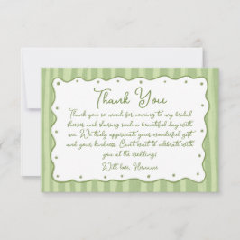 Tarjeta De Agradecimiento Whimsical Green Charm Hand Painted Bridal Shower