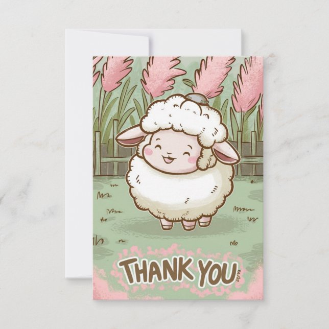 Tarjeta De Agradecimiento Whimsical Greep Sheep (Anverso)