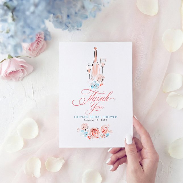 Tarjeta De Agradecimiento Whimsical Hand Drawn Quirky Cute Small Thank You  (Dusty Blue and Pink Whimsical Thank You Cards)