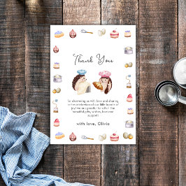 Tarjeta De Agradecimiento Whimsical Hedgehog Little Chef Baker Baby Shower 