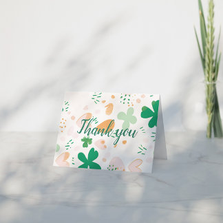 Tarjeta De Agradecimiento Whimsical Irish Lucky Green Shamrock Baby Shower