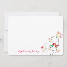 Tarjeta De Agradecimiento Whimsical Kissing Summer Love Birds Gracias Card