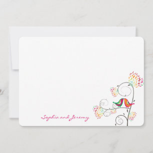 Tarjeta De Agradecimiento Whimsical Kissing Summer Love Birds Gracias Card