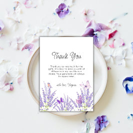 Tarjeta De Agradecimiento Whimsical Lavender Floral Butterfly Baby Shower