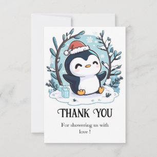 Tarjeta De Agradecimiento Whimsical Little Penguin Baby Shower