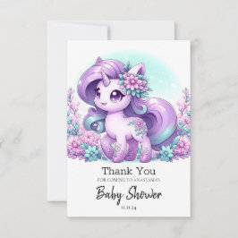 Tarjeta De Agradecimiento Whimsical Majestic Unicorn Baby Shower