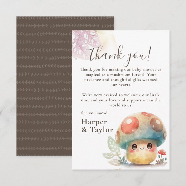 Tarjeta De Agradecimiento Whimsical Mushroom (Anverso / Reverso)