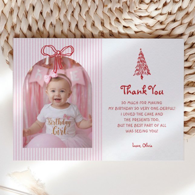 Tarjeta De Agradecimiento Whimsical Oh What Fun Girl 1st Birthday Photo (Subido por el creador)
