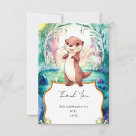 Tarjeta De Agradecimiento Whimsical Otter Baby Shower