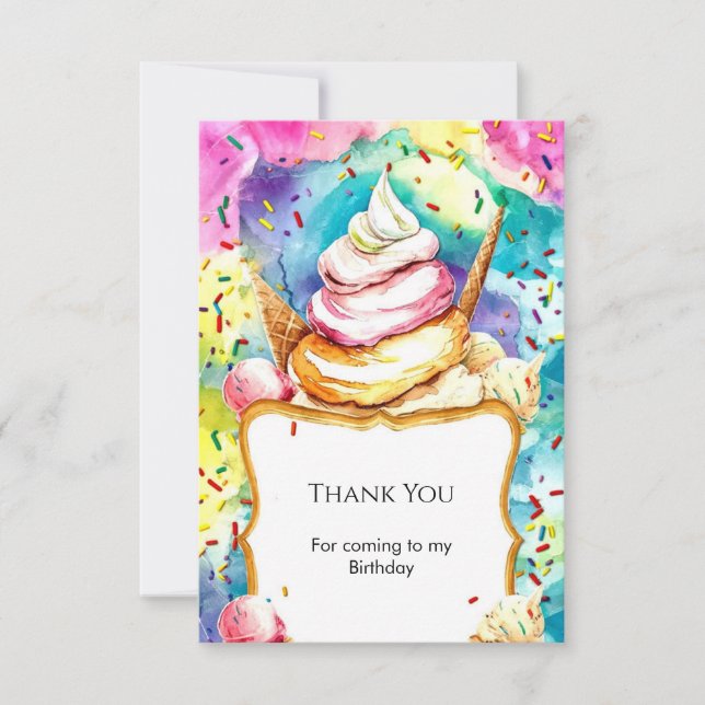 Tarjeta De Agradecimiento Whimsical Pastel Swirl Cream Cumpleaños (Anverso)