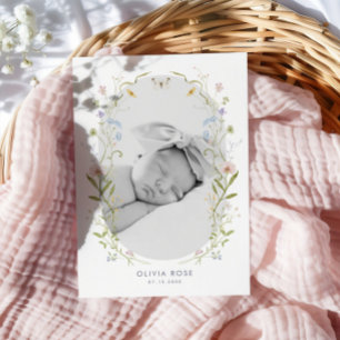 Tarjeta De Agradecimiento Whimsical Pastel Wildflower Frame Baby Shower