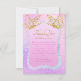 Tarjeta De Agradecimiento Whimsical Pink and Gold Baby Shower