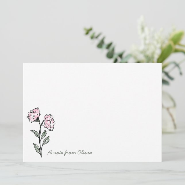 Tarjeta De Agradecimiento Whimsical Pink Floral Personalized Stationery (Anverso de pie)
