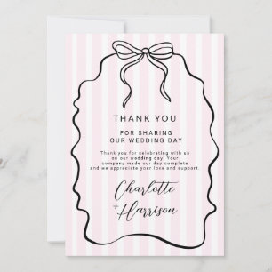 Tarjeta De Agradecimiento Whimsical Pinstripe Bow Boda