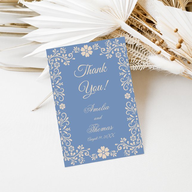 Tarjeta De Agradecimiento Whimsical Powder Blue Wedding Thank You (Subido por el creador)