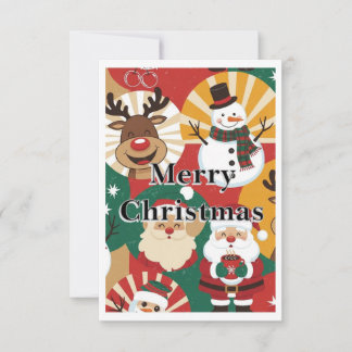 Tarjeta De Agradecimiento Whimsical Retro Christmas Cheer Card