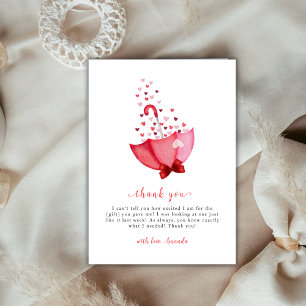 Tarjeta De Agradecimiento Whimsical Squerido Umbrella Bow Baby Shower