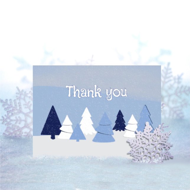 Tarjeta De Agradecimiento Whimsical Trees in Winter Thank You (Subido por el creador)