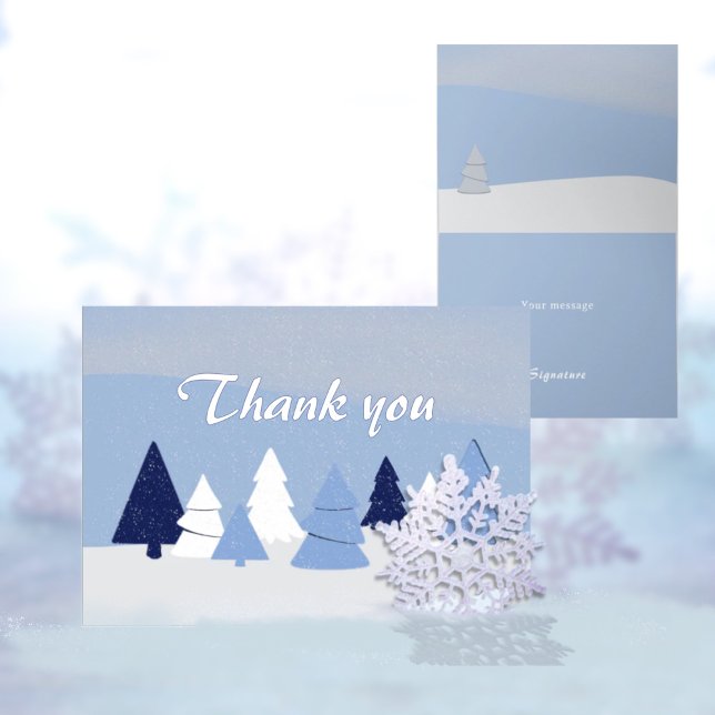 Tarjeta De Agradecimiento Whimsical Trees in Winter Thank You (Subido por el creador)