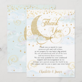 Tarjeta De Agradecimiento Whimsical Twinkle Little Star Blue Baby Shower
